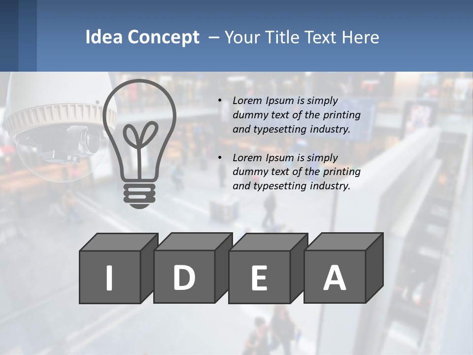 A Security Camera Hanging From The Ceiling Of A Building PowerPoint Template