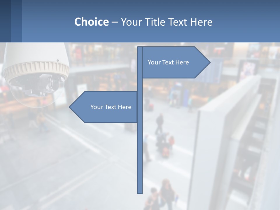 A Security Camera Hanging From The Ceiling Of A Building PowerPoint Template