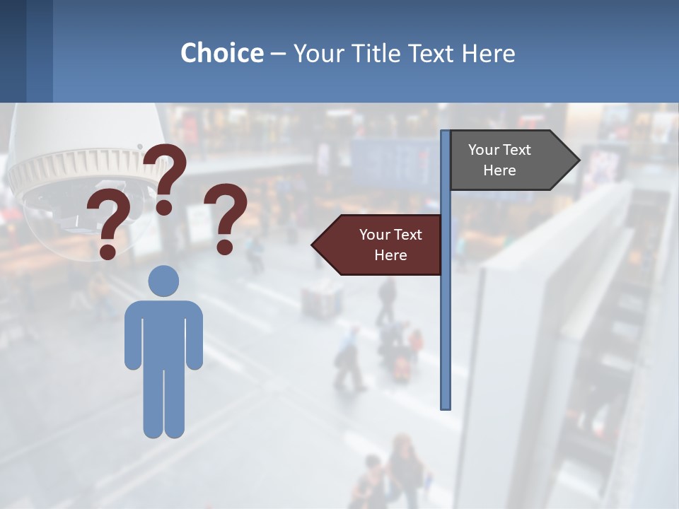 A Security Camera Hanging From The Ceiling Of A Building PowerPoint Template