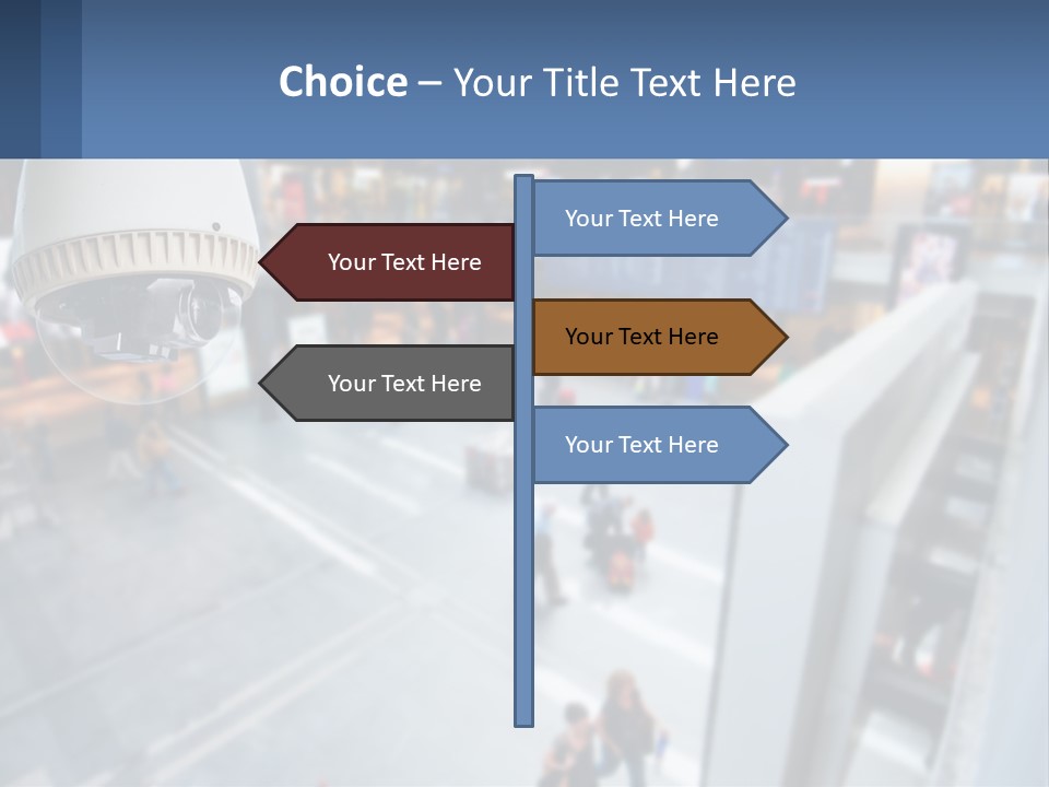 A Security Camera Hanging From The Ceiling Of A Building PowerPoint Template