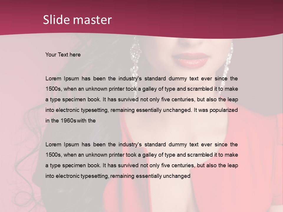 A Woman In A Red Dress Is Posing For A Picture PowerPoint Template