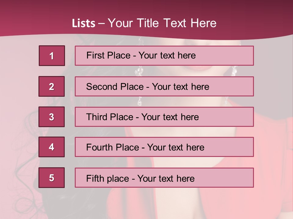 A Woman In A Red Dress Is Posing For A Picture PowerPoint Template