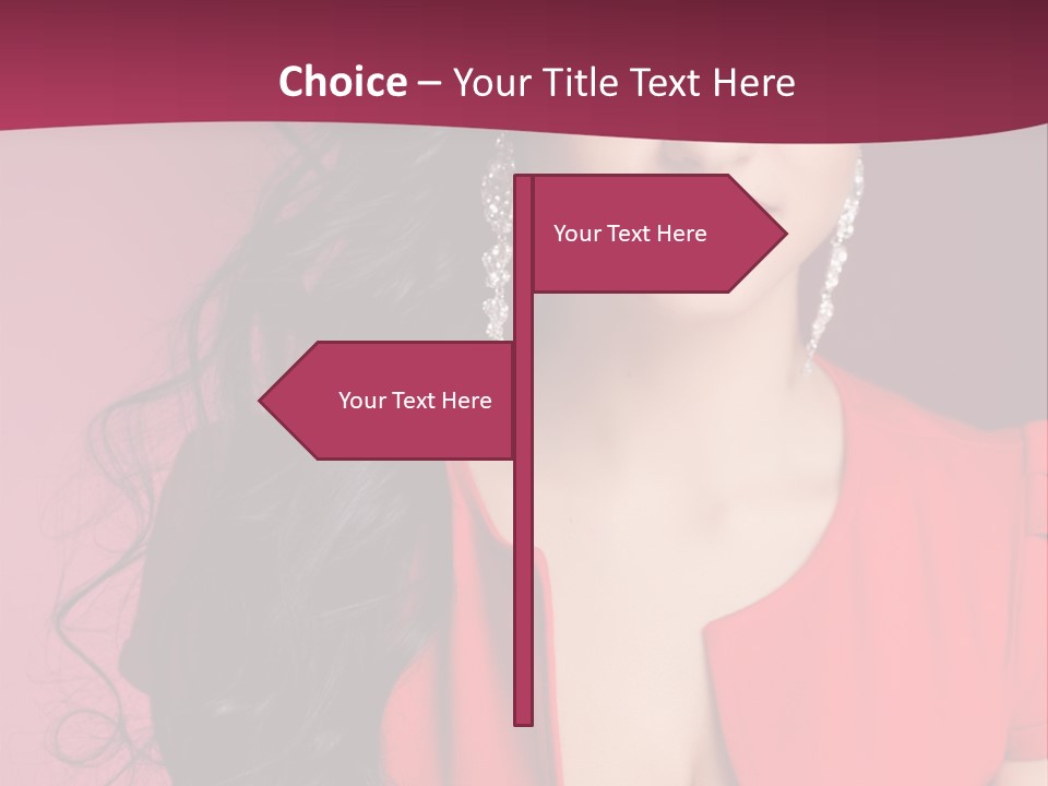 A Woman In A Red Dress Is Posing For A Picture PowerPoint Template