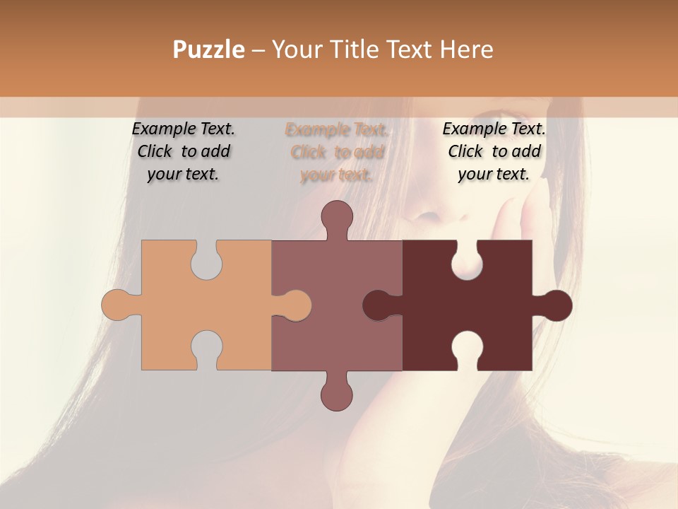 A Woman With Long Hair Is Looking At The Camera PowerPoint Template