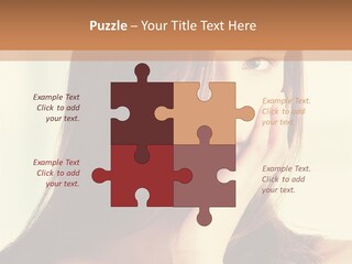 A Woman With Long Hair Is Looking At The Camera PowerPoint Template