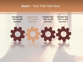 A Woman With Long Hair Is Looking At The Camera PowerPoint Template