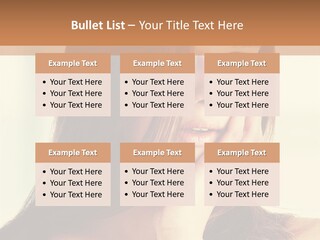 A Woman With Long Hair Is Looking At The Camera PowerPoint Template