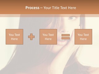A Woman With Long Hair Is Looking At The Camera PowerPoint Template