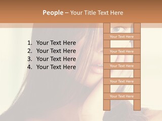 A Woman With Long Hair Is Looking At The Camera PowerPoint Template