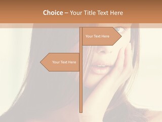 A Woman With Long Hair Is Looking At The Camera PowerPoint Template