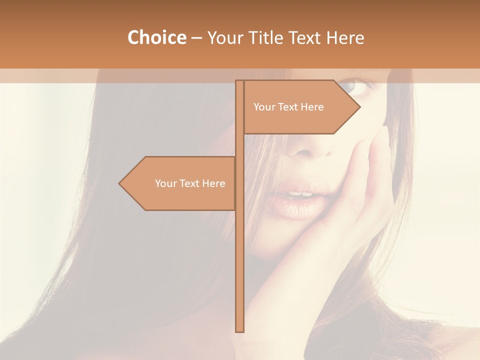 A Woman With Long Hair Is Looking At The Camera PowerPoint Template