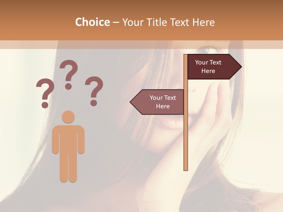 A Woman With Long Hair Is Looking At The Camera PowerPoint Template