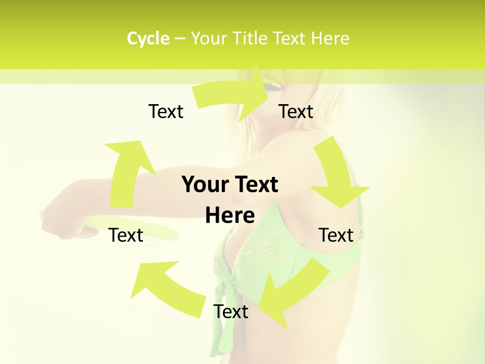 A Woman In A Bikini Holding A Frisbee PowerPoint Template