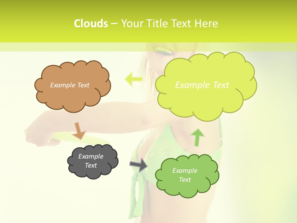 A Woman In A Bikini Holding A Frisbee PowerPoint Template