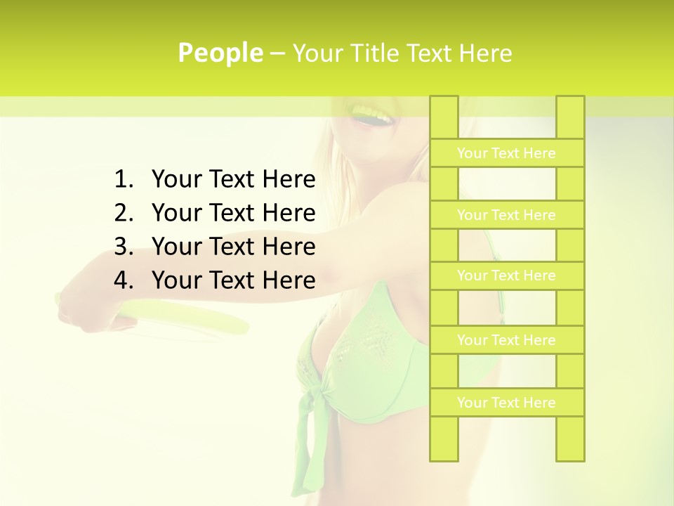 A Woman In A Bikini Holding A Frisbee PowerPoint Template