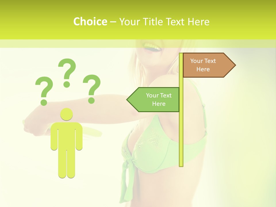 A Woman In A Bikini Holding A Frisbee PowerPoint Template