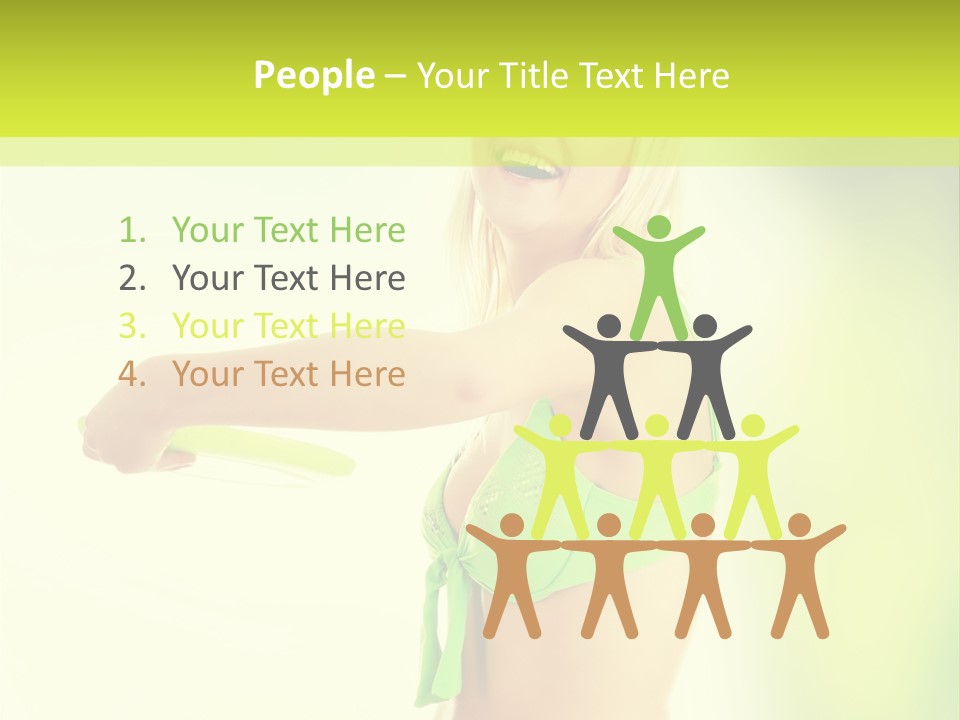 A Woman In A Bikini Holding A Frisbee PowerPoint Template