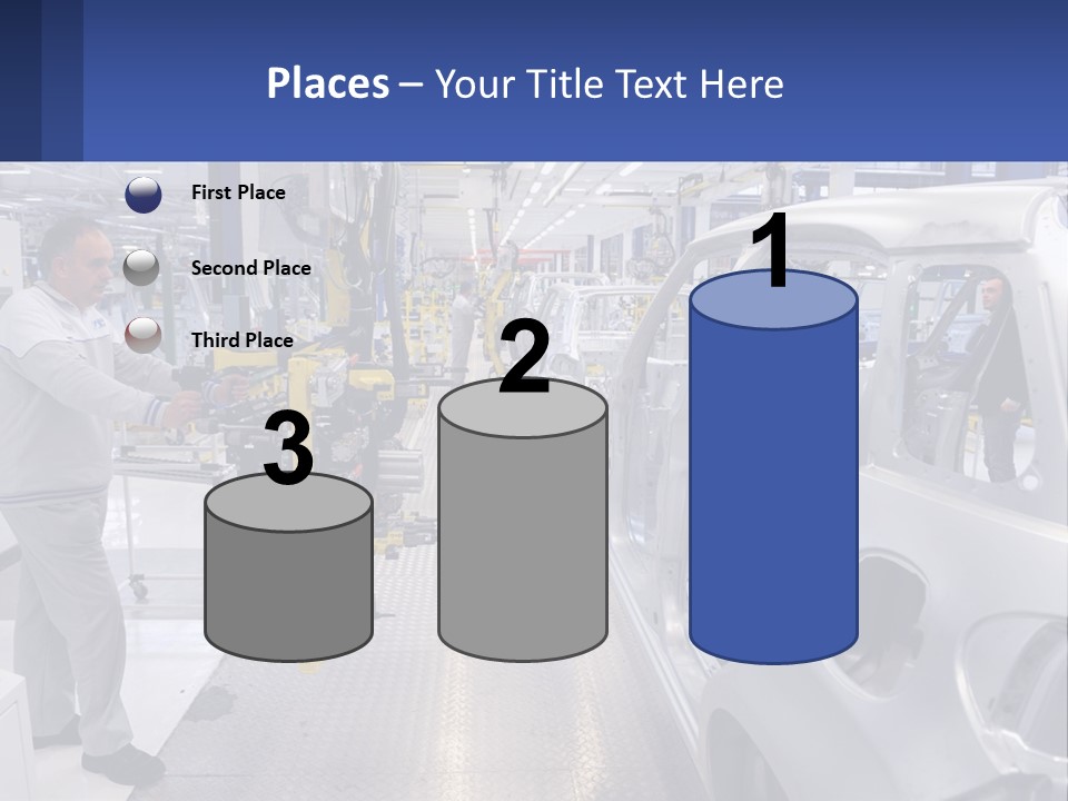 A Man Is Working On A Car In A Factory PowerPoint Template