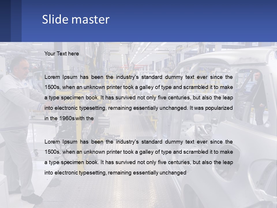 A Man Is Working On A Car In A Factory PowerPoint Template