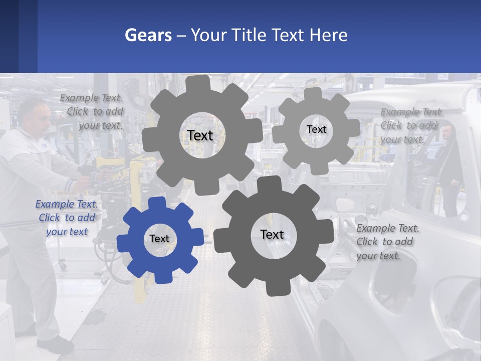 A Man Is Working On A Car In A Factory PowerPoint Template