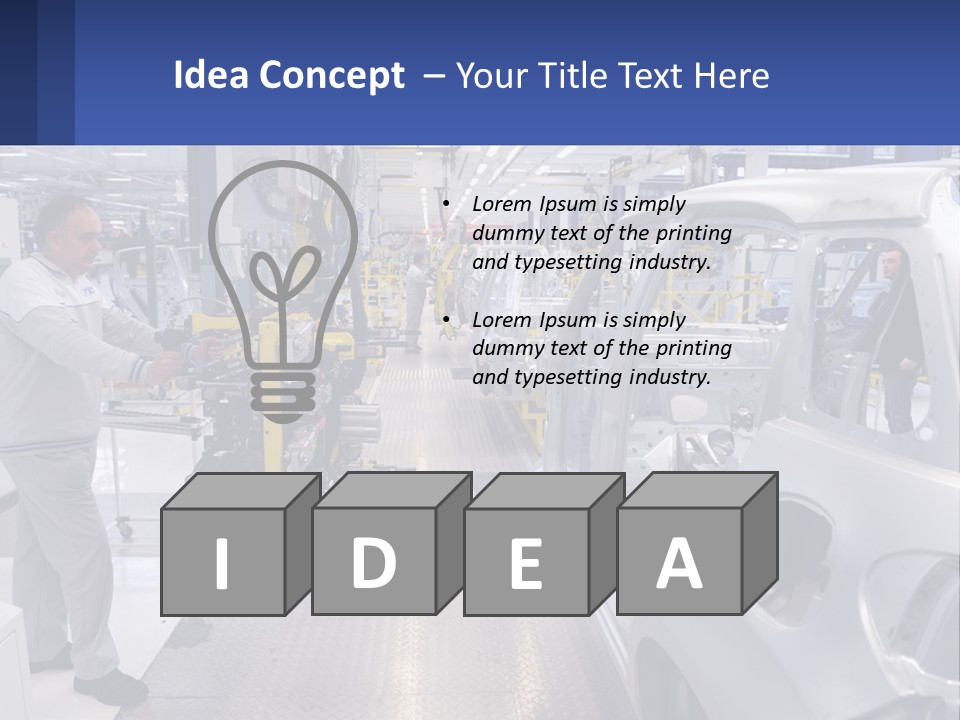 A Man Is Working On A Car In A Factory PowerPoint Template