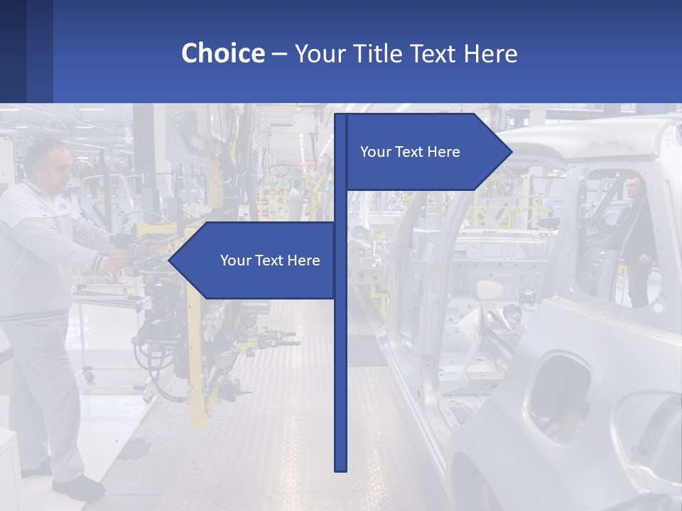 A Man Is Working On A Car In A Factory PowerPoint Template
