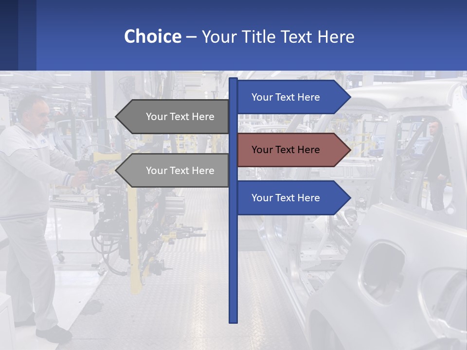 A Man Is Working On A Car In A Factory PowerPoint Template