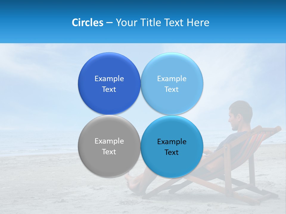 A Man Sitting In A Chair On A Beach Using A Laptop PowerPoint Template