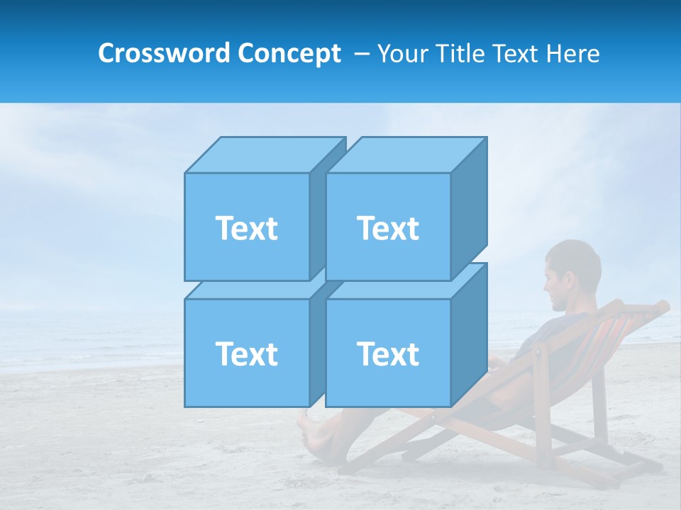 A Man Sitting In A Chair On A Beach Using A Laptop PowerPoint Template