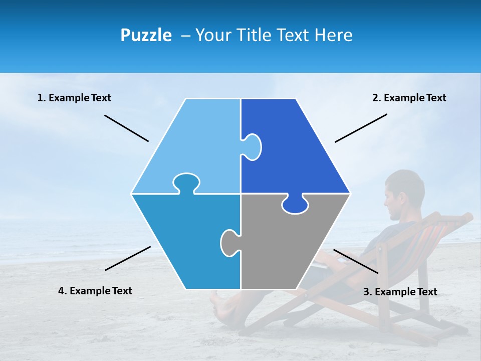 A Man Sitting In A Chair On A Beach Using A Laptop PowerPoint Template