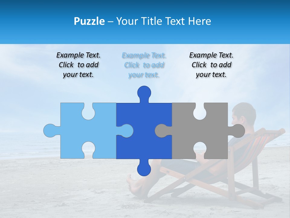 A Man Sitting In A Chair On A Beach Using A Laptop PowerPoint Template