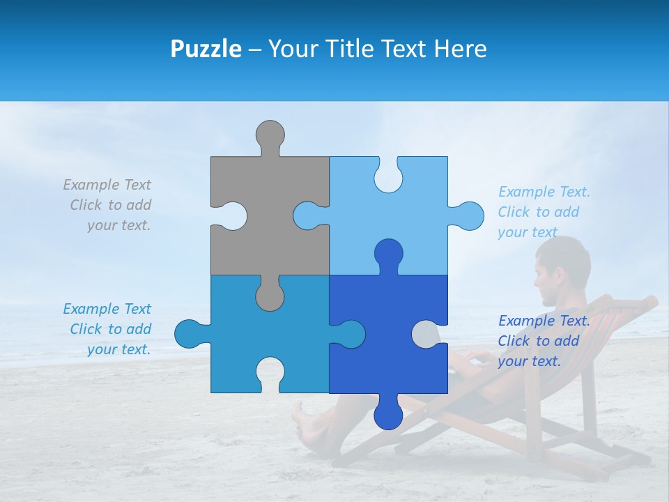 A Man Sitting In A Chair On A Beach Using A Laptop PowerPoint Template