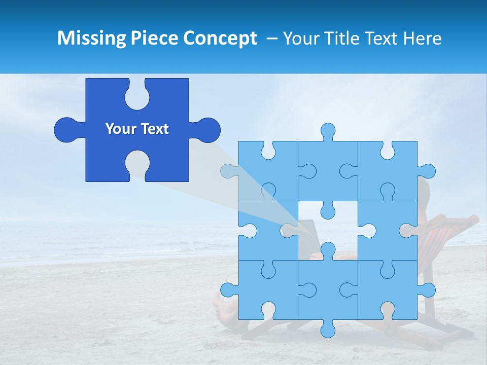 A Man Sitting In A Chair On A Beach Using A Laptop PowerPoint Template