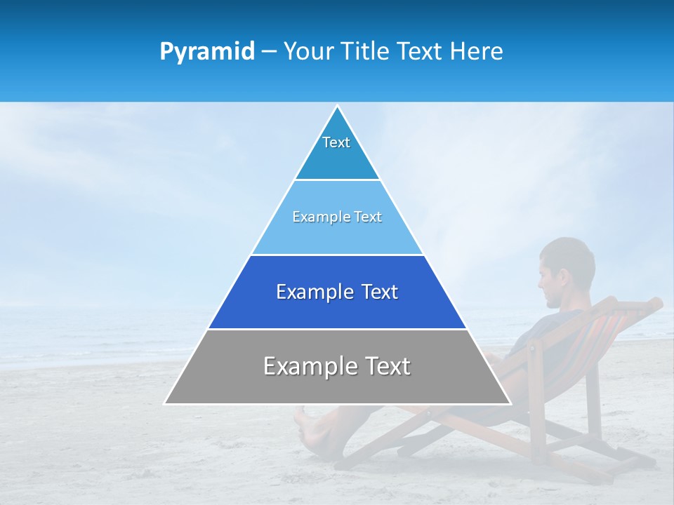 A Man Sitting In A Chair On A Beach Using A Laptop PowerPoint Template