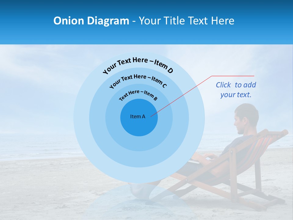 A Man Sitting In A Chair On A Beach Using A Laptop PowerPoint Template