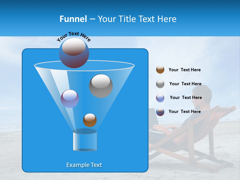 A Man Sitting In A Chair On A Beach Using A Laptop PowerPoint Template