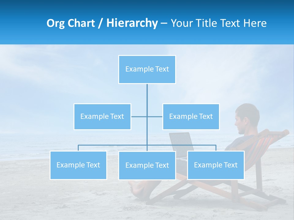 A Man Sitting In A Chair On A Beach Using A Laptop PowerPoint Template