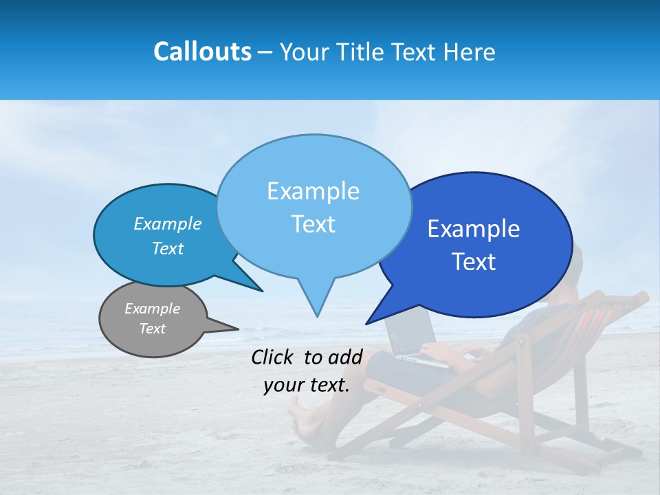 A Man Sitting In A Chair On A Beach Using A Laptop PowerPoint Template