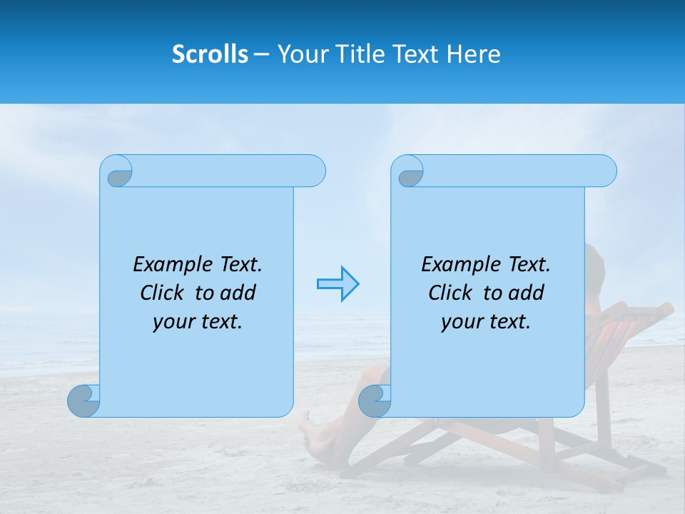 A Man Sitting In A Chair On A Beach Using A Laptop PowerPoint Template