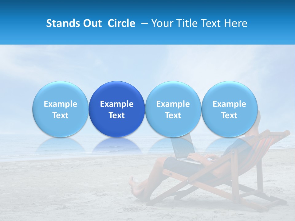 A Man Sitting In A Chair On A Beach Using A Laptop PowerPoint Template