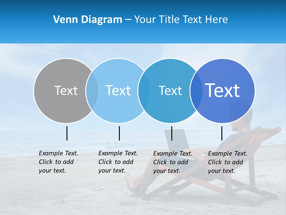 A Man Sitting In A Chair On A Beach Using A Laptop PowerPoint Template