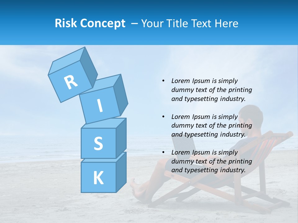 A Man Sitting In A Chair On A Beach Using A Laptop PowerPoint Template