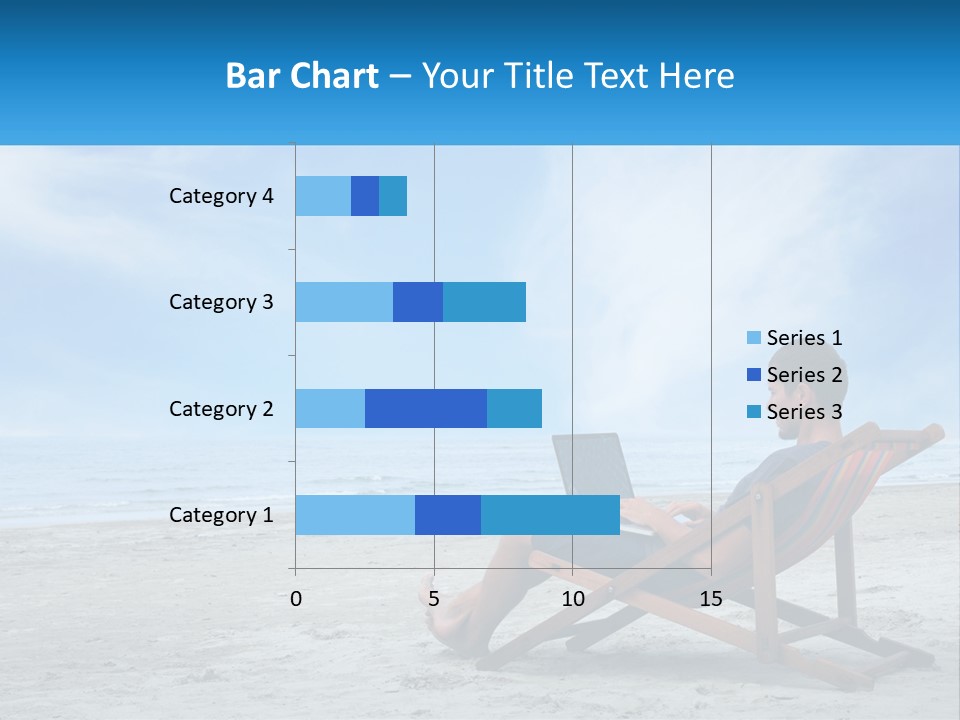 A Man Sitting In A Chair On A Beach Using A Laptop PowerPoint Template