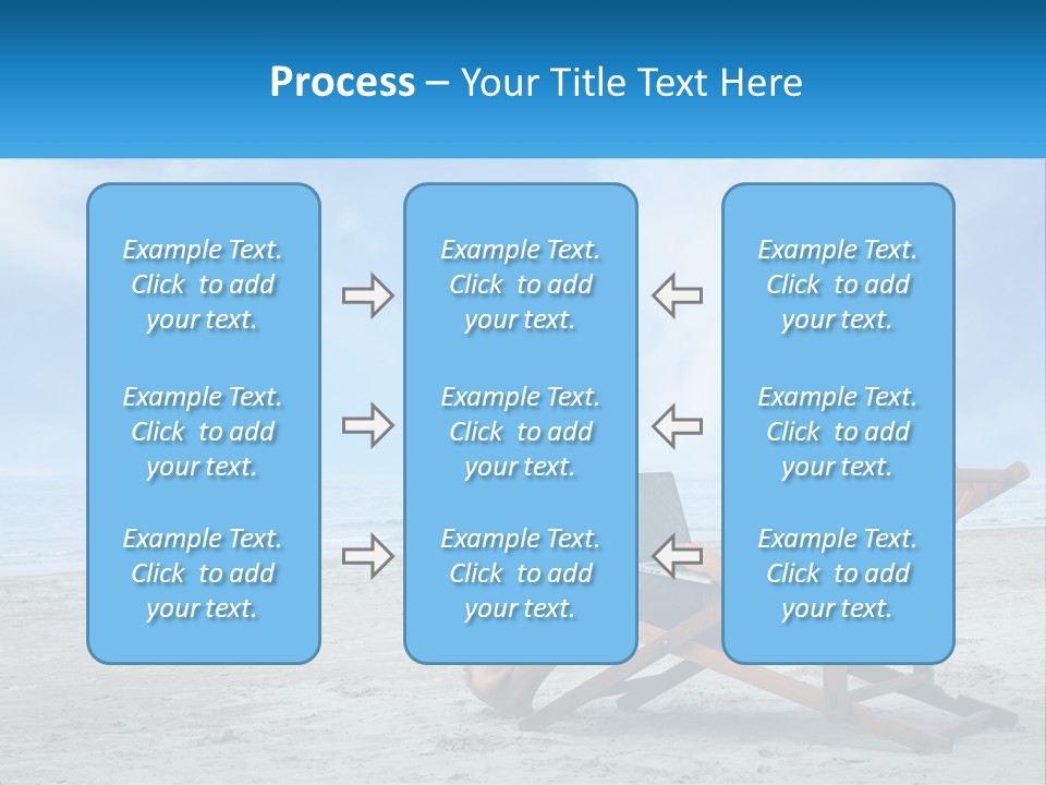 A Man Sitting In A Chair On A Beach Using A Laptop PowerPoint Template