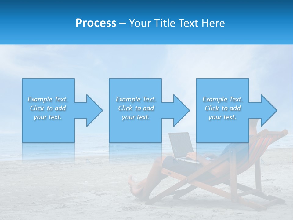 A Man Sitting In A Chair On A Beach Using A Laptop PowerPoint Template