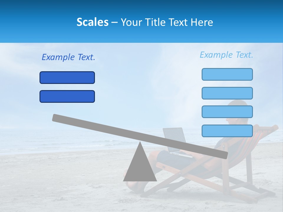 A Man Sitting In A Chair On A Beach Using A Laptop PowerPoint Template