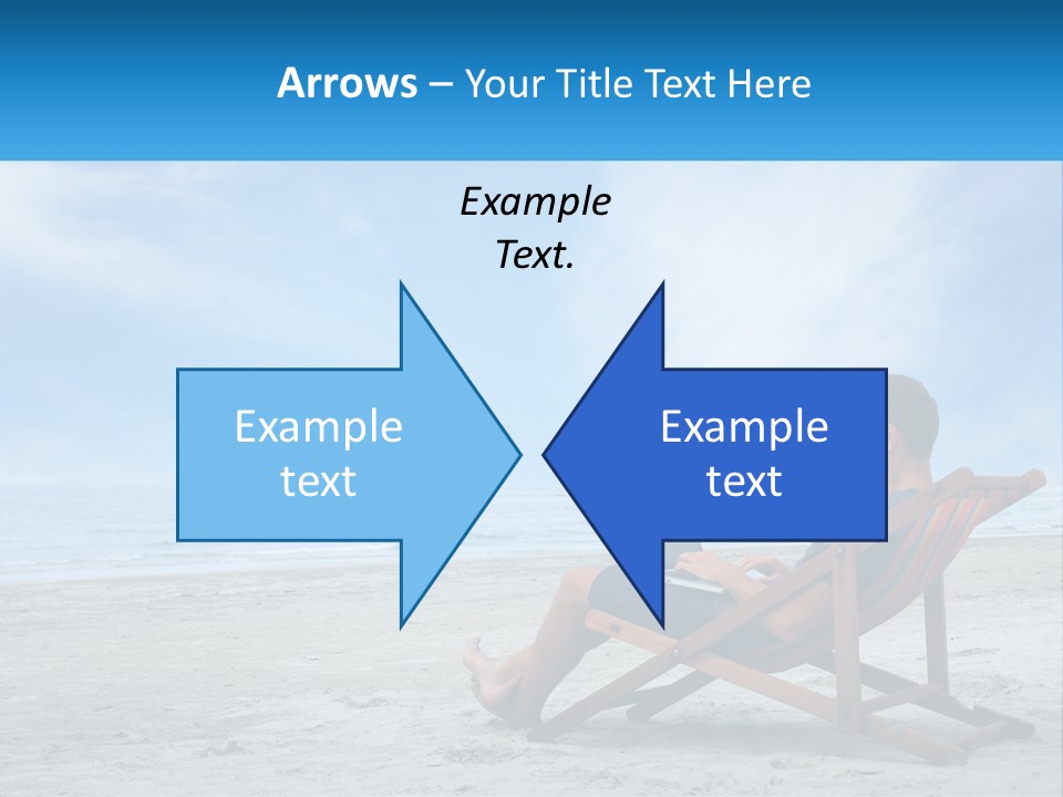 A Man Sitting In A Chair On A Beach Using A Laptop PowerPoint Template