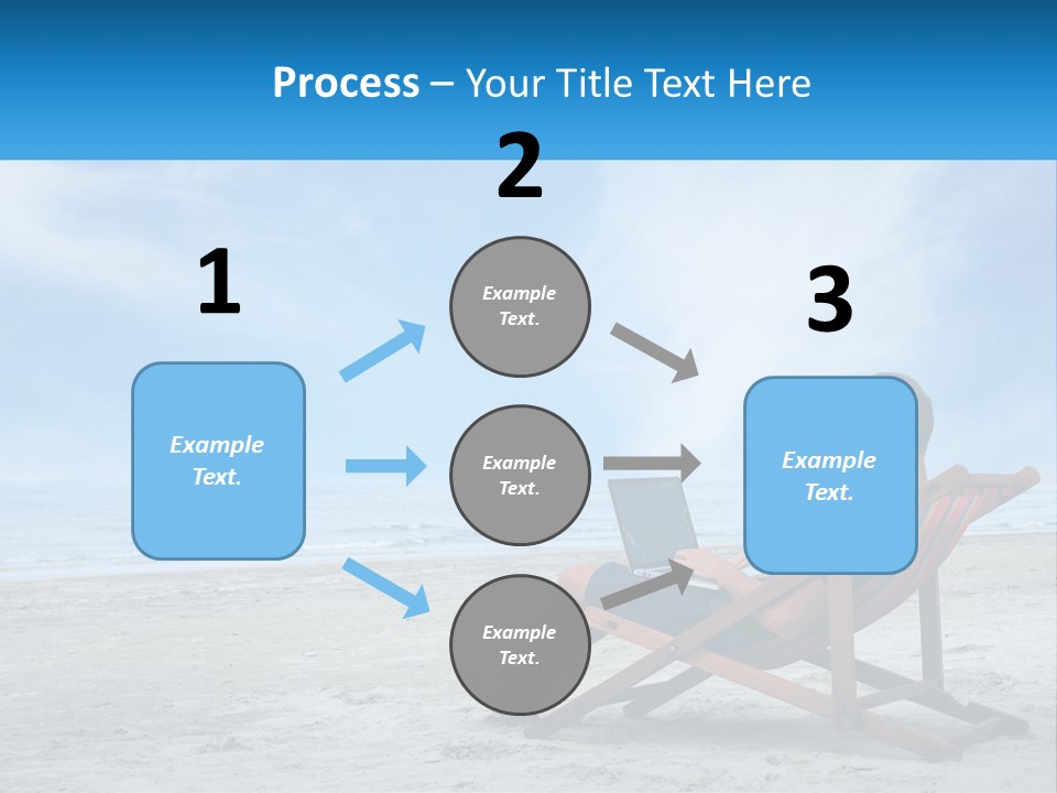A Man Sitting In A Chair On A Beach Using A Laptop PowerPoint Template