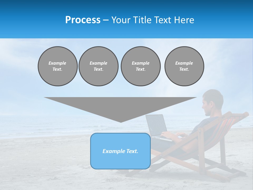 A Man Sitting In A Chair On A Beach Using A Laptop PowerPoint Template
