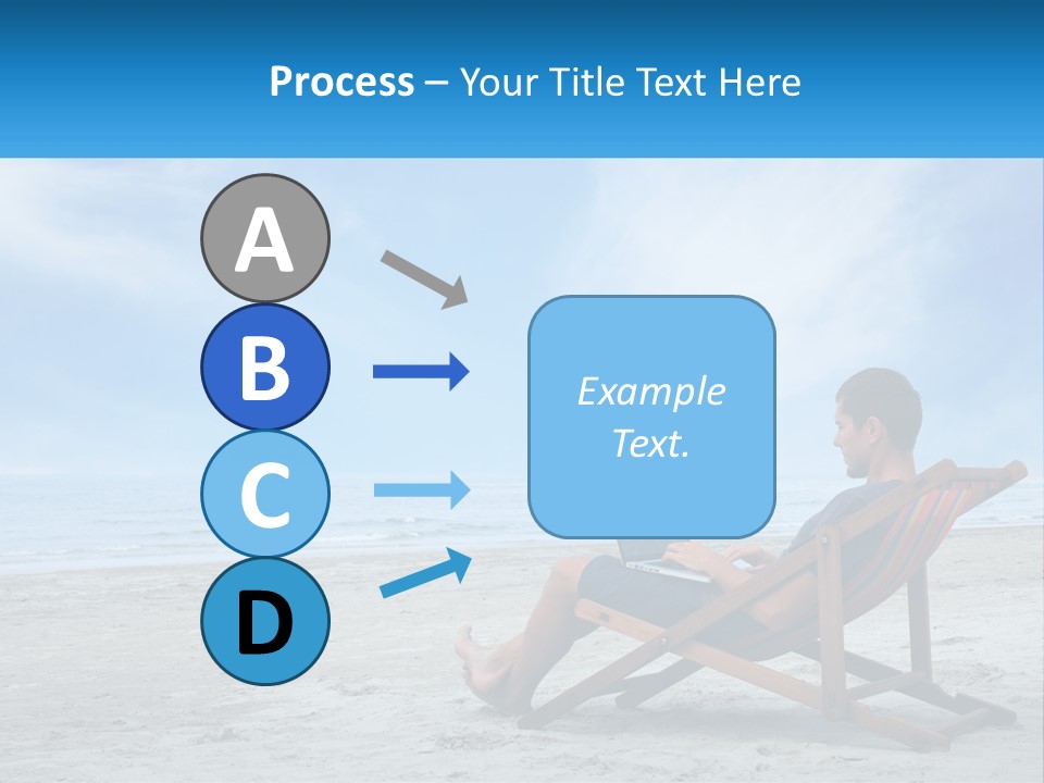 A Man Sitting In A Chair On A Beach Using A Laptop PowerPoint Template